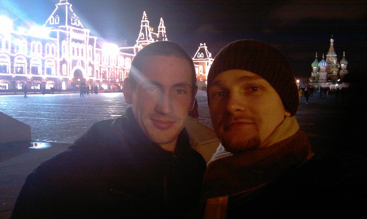 Alesh and Slava on the Red Square
